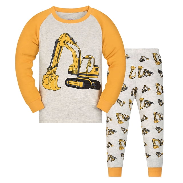 Ensemble de Pyjama pour Tout-Petites Filles, Haut à Col Rond à Enfiler à Imprimé Dinosaure, Pyjama de Printemps et d'Automne, Pyjama pour Fille, Taille 1-2 Ans