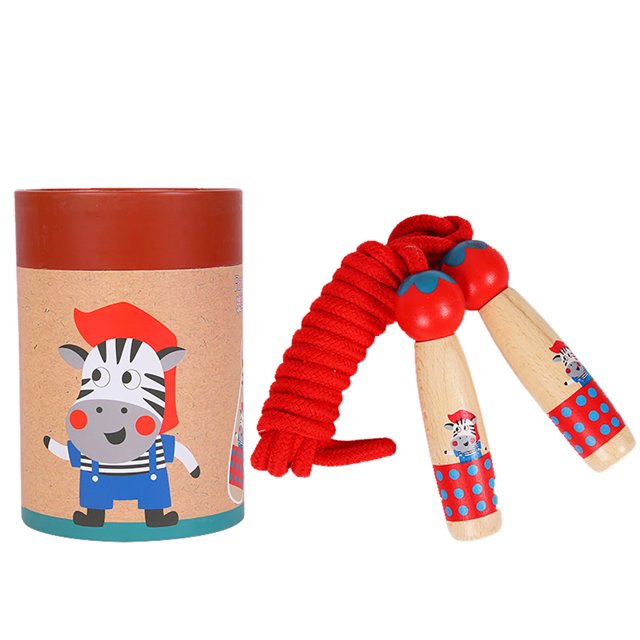 Corde à Sauter pour Enfants Portable Poignée en Bois Corde à Sauter Ajustable Corde à Sauter