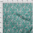 thumbnail image 3 of oneOone Cotton Poplin Turquoise Green Fabric Tropical Line Drawing Leaf Sewing Craft Projects Fabric Prints By Yard 42 Inch Wide, 3 of 5