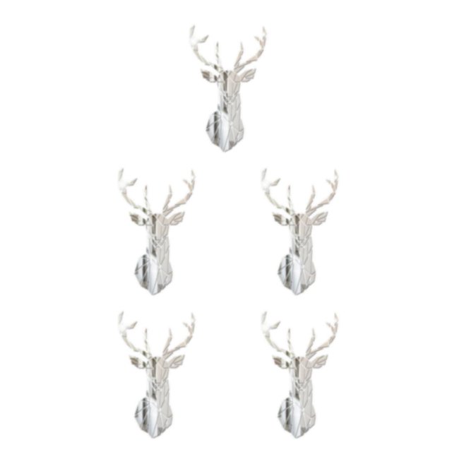 Wweixi Multifunctional 3D Mirror Deer Wall Sticker For Various Uses Personalized Home silver XL 5Set