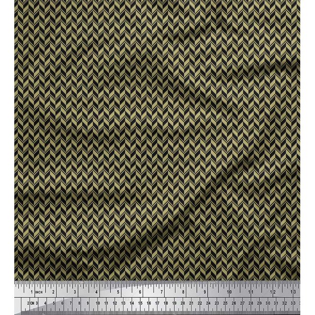 Soimoi Georgette Viscose Fabric Herringbone Small Decor Fabric Printed Yard 42 Inch Wide