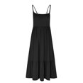 thumbnail image 4 of Womens Fashion Round-Neck Sling Sleeveless Solid Pockets Patchwork Pullover Dress, 4 of 5