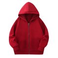 thumbnail image 2 of Milgrthf Unisexe Garçons Filles Chandails d'Automne Sport Décontracté Manches Longues Fermeture Éclair Complète Mignon Col Ras du Cou Basique Couleur Unie Chandails à Capuchon Chandail avec Poche Bourgogne 2-3 Ans, 2 of 5