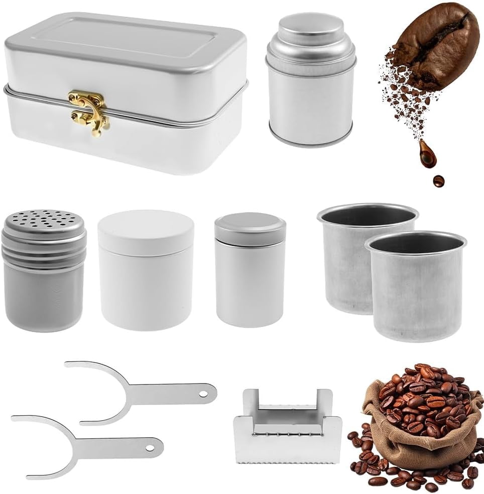 Extra Rare Collectors Camping Coffee Kit, Rare Collectible Camping Coffee Set, Portable Maker Pour over Makers for Travel, Reusable Compact Retro Outdoor Camp Espresso Kits for Hiking(1Set)