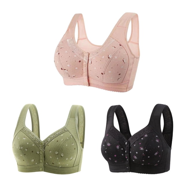 Bigersell Women Plus Size Bras Packs 3pcs Nursing Bra Style R-64 Breathable Lace Bras R-64-pinks