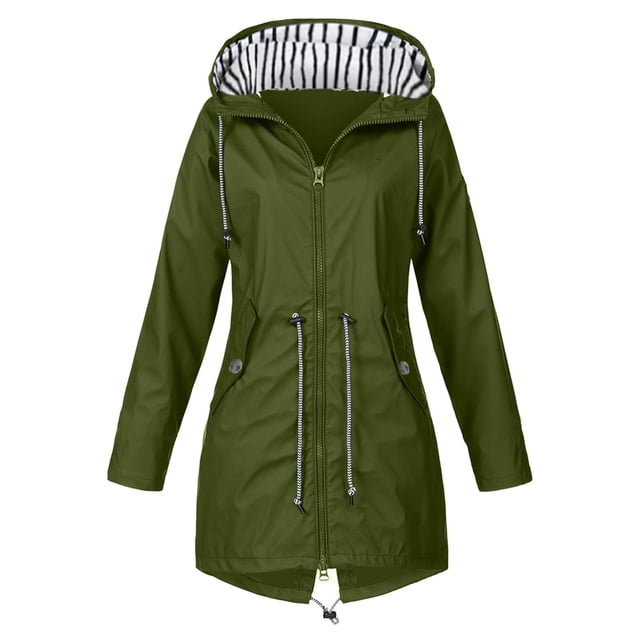 2025 Manteau de Pluie pour Femmes Hauts de Randonnée pour Femmes avec Capuche Manteau Long Léger Manche Coupe-Vent à Fermeture Éclair Veste de Pluie Courte Imperméable à Cordon Imperméable avec