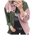 thumbnail image 1 of Ladies Corduroy Buttoned Cardigan Long Sleeve Lapel Loose Splicing Shirt Jacket, 1 of 6