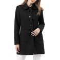thumbnail image 1 of INSPIRE CHIC Manteau d'Hiver Mi-Long pour Femme à Col Rabattu, Simple Boutonnage, Noir 2TG, 1 of 7