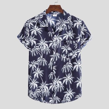 TIHLMK T-Shirts pour Hommes Mode Hommes Ethnique Manches Courtes Décontracté Imprimé Chemise Hawaïenne Blouse T-shirt
