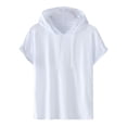 thumbnail image 2 of EGNMCR T-shirts pour Hommes Hommes Décontracté Uni Mode à Capuche Chandail à Manches Courtes T-Shirt de Sport Haut, 2 of 3