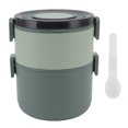 thumbnail image 1 of Hot Food Thermos, All in One Stackable Lunch Box, Portable Insulated Lunch Box, Stainless Steel Thermal Compartment, Snack Lunch Box[Green], 1 of 9