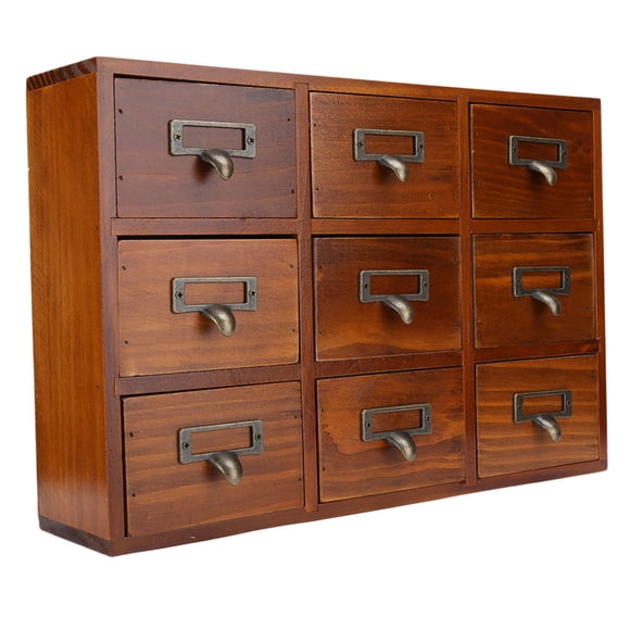 Organisateur de Bureau en Bois Vintage avec 9 Tiroirs, Armoire d'Apothicaire de Table, Coffres et Armoires d'Apothicaire, Boîte de Rangement, Meuble Vintage pour Médicaments - Bleu, pour