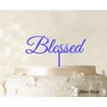 thumbnail image 1 of Monogram Cake Topper Personalized Glitter Blue Cake Topper Color Option Available 5-7 Inches Wide, 1 of 1