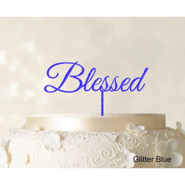 Monogram Cake Topper Personalized Glitter Blue Cake Topper Color Option Available 5-7 Inches Wide