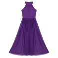 thumbnail image 2 of Alvivi Robe de Danse Ballet Col Montant pour Filles Jupe Longue de Gymnastique Moderne Violet 8, 2 of 5