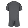 thumbnail image 3 of Mikilon Tenues Tendance pour Hommes Ensemble 2 Pcs Blouse/chemise à Manches Courtes Col Rond Mode Décontractée Couleur Unie Manches Courtes Blouses Chemises Ensembles Gris Foncé 2TG, 3 of 8