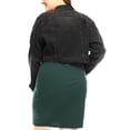 thumbnail image 3 of GRACE & GRANDEUR Women's Plus Jean Jackets Button Down Denim Bomber Jacket, 3 of 6