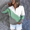 thumbnail image 2 of Chemise à Manches Longues pour Femmes, Col en V, Fermeture Éclair, Sweatshirts à Capuche avec Poche, Tunique à Cordon, 2 of 6