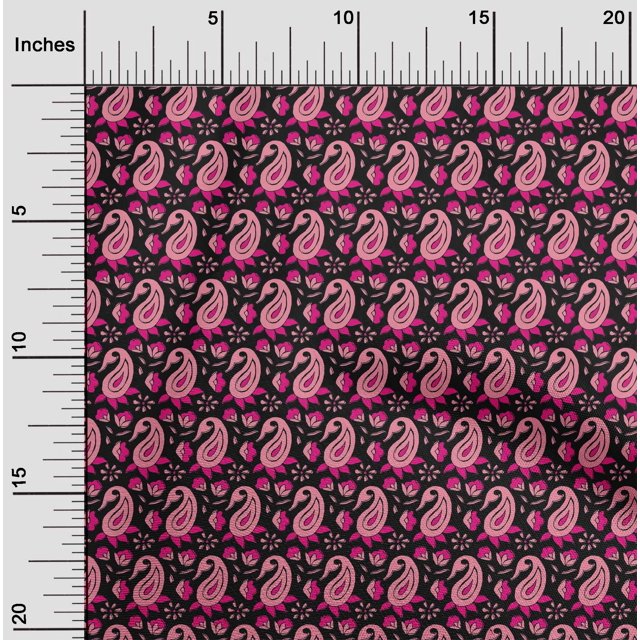 oneOone Viscose Chiffon Fabric Leaves|Floral & Paisley Block Print Sewing Fabric BTY 42 Inch Wide