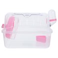 thumbnail image 1 of 1 Ensemble de Transporteur pour Animaux Rose Transparent avec Base pour Propriétaires d'Animaux en Déplacement, 1 of 8