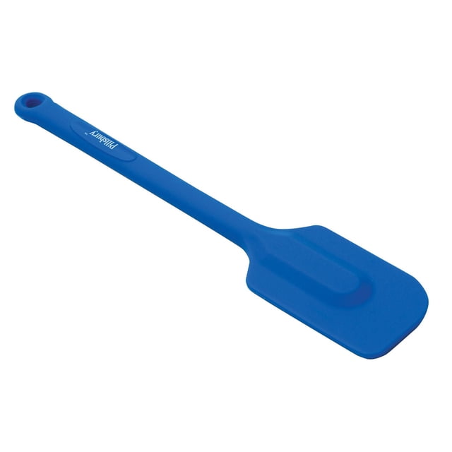 Pillsbury Spatule Plate en Silicone Bleue avec Tête Rectangulaire Plate et long Manche avec Trou de Suspension, Résistante à la Chaleur jusqu'à 450 °F et Lavable au Lave-Vaisselle, Convient pour Racler des Bols et Plier la Pâte Lors des Tâches de Pâtisserie et de Cuisine.