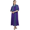 thumbnail image 3 of Bimba Indian Women Rayon Designer Purple A-Line Kurta Ethnic Kurti With Scarf - 16, 3 of 5