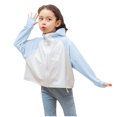 thumbnail image 2 of MKOSPLRT Veste de Protection Solaire Active à Fermeture Éclair pour Enfants 3-14 Ans Garçons Filles à Blocs de Couleur avec Trou pour le Pouce Chandail Rafraîchissant Pêche Course Plein Air, 2 of 3