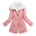 thumbnail image 4 of HBFAGFB Winter Jackets for Women Thick Warm Plush Lapel Adjustable Drawstring Hem Coat Pink Size L, 4 of 4