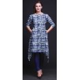 thumbnail image 4 of Bimba Kurti Asymétrique Imprimée Shibori à Vague Bleue pour Femmes, Robe d'Été Indienne Tunique, XX-Grand, 4 of 6