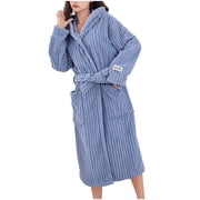 Women's Fleece Hooded Bathrobe, Thickened Quick-Dry Absorbent Robe with Internal Ties and Pockets, for Winter Home Comfort and Post-Shower Wear
