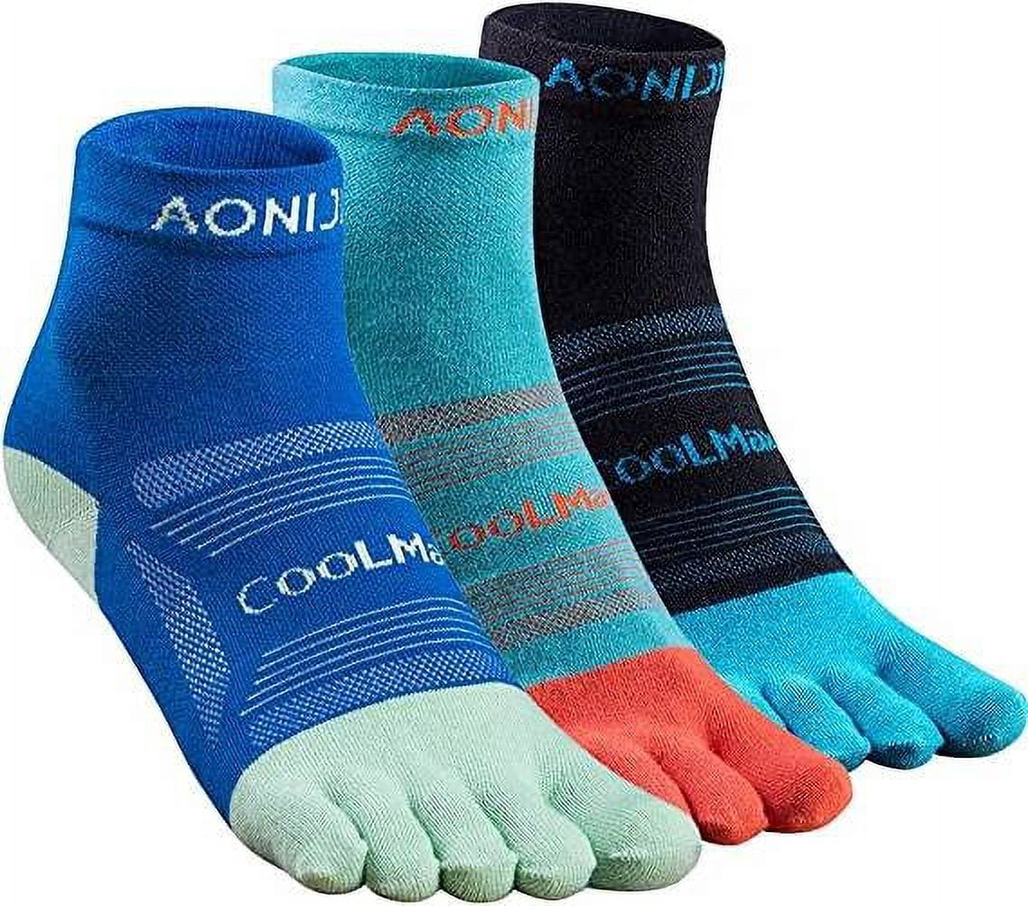 AONIJIE Coolmax Toe Socks for Men Finger Athletic Running Ankle Socks Quick Dry,3 Pairs