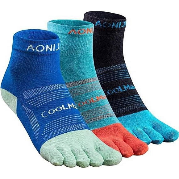 AONIJIE Coolmax Toe Socks for Men Finger Athletic Running Ankle Socks Quick Dry,3 Pairs