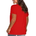 thumbnail image 3 of zanvin Hauts d'Été pour Femmes Blouses Mode Décontracté Uni Col Rond Manches Courtes Tuniques Hauts Blouse Fluide Rouge,P-3TG, 3 of 5