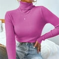 thumbnail image 2 of SNKSDGM Chemises à Manches Longues pour Femmes Hauts à Manches Longues pour Femmes Décontractés Chandail à Col Roulé Uni pour Femme Chandail en Tricot T-Shirt L, 2 of 5