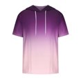 thumbnail image 3 of Besolor Mens Casual Hooded Tops Gradient Drawstring Short Sleeve Shirts Sports ness Pullover Summer Blouse, 3 of 4