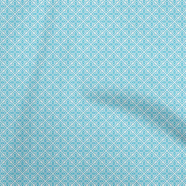 oneOone Cotton Silk Turquoise Blue Fabric Asian Block Sewing Craft Projects Fabric Prints By Yard 42 Inch Wide
