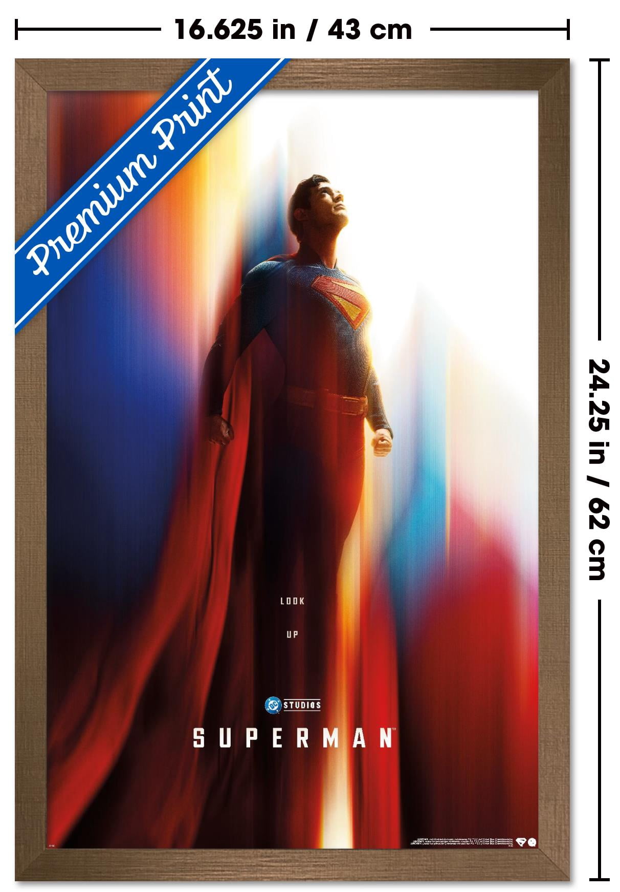 DC Studios Superman (2025) - Superman Teaser One Sheet Wall Poster, 14.725" x 22.375" Framed