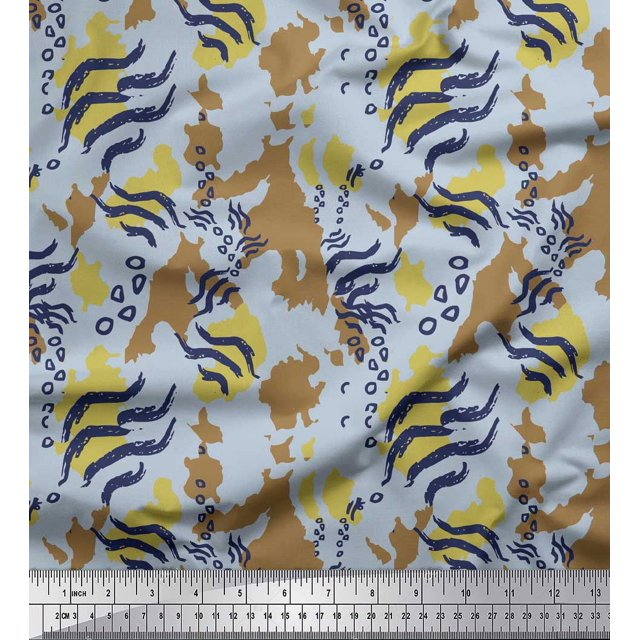 Soimoi Brown Rayon Crepe Fabric Leopard & Wild Animal Skin Printed Craft Fabric by The Yard 46 Inch Wide