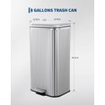 thumbnail image 2 of 30L Stainless Steel Step Trash Can – M618 Fluted Design, Soft Close Lid, Removable Bucket, Fingerprint-Proof, Odor Control, Anti-Slip Base, Stay-Open Lid, 35*29*61.5cm, 2 of 6