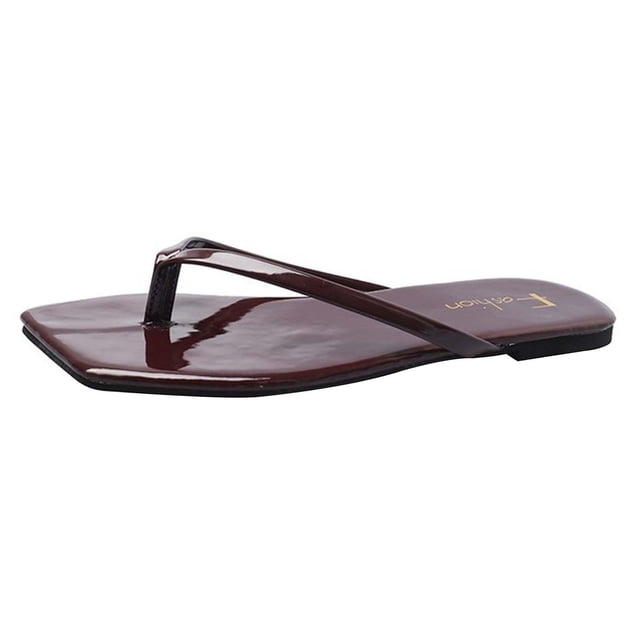 TopLLC Slippers for Woman Womens Summer Fashion Solid Color Slippers Square Flat Multicolour Casual Flip Flops Slippers Casual Womens Sandals Womens Shoes