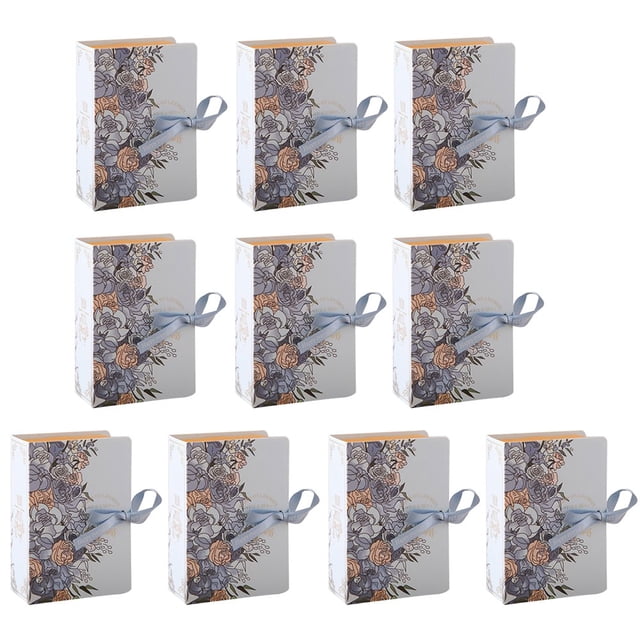 10Pcs Book Shape Gifts Package Box Clear Print Paper Wedding Favor Present Package Box for Birthday