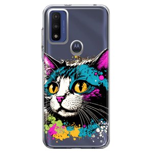 MUNDAZE Motorola Moto G Pure Cool Cat Huile Peinture Pop Art Shockproof Clear Hybrid Protection Phone Cover