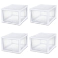 thumbnail image 1 of Sterilite 27 Qt Stacking and Modular Plastic Storage Drawers, White Frame, 4 Pack, 1 of 12
