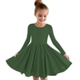 thumbnail image 1 of MeetoTime Robe de Performance pour Filles à Manches Longues, Couleur Unie, Col Rond, Extensible, Robe de Récital Scolaire, 4-14 Ans, Vêtements pour Enfants, 1 of 5