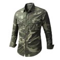thumbnail image 1 of RXIRUCGD Chemises Cardigan à Boutons avec Col Rabattu Camouflage Mode Décontractée pour Hommes, Vert Armée, Taille : L, 1 of 6