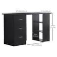 thumbnail image 3 of HOMCOM Computer Desk with 3-Tier Storage Shelves, Home Office Desk, Black, 3 of 10