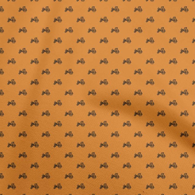 oneOone Georgette Viscose Orange Fabric Tractor Sewing Material Print Fabric By The Yard 42 Inch Wide