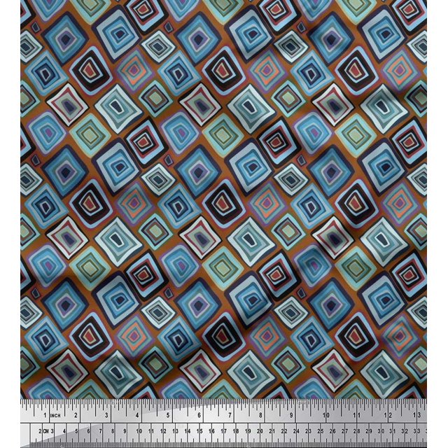 Soimoi Cotton Poplin Fabric Square Geometric Fabric Prints By Yard 56 Inch Wide