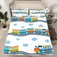 thumbnail image 2 of Erosebridal Ensemble de Draps pour Lit Double Garçon Train, Draps de Lit Double Transport Routier, Déco Ferroviaire 4 Pcs, 2 of 6