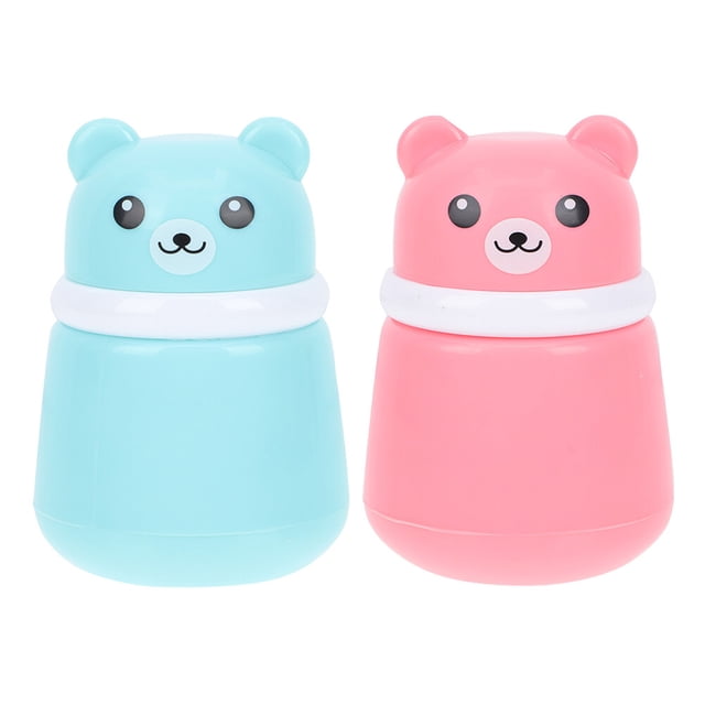 Étui à Poudre pour le Corps 2 Pcs avec Houppette, Contenant à Poudre en Forme d'Ourson de Dessin Animé